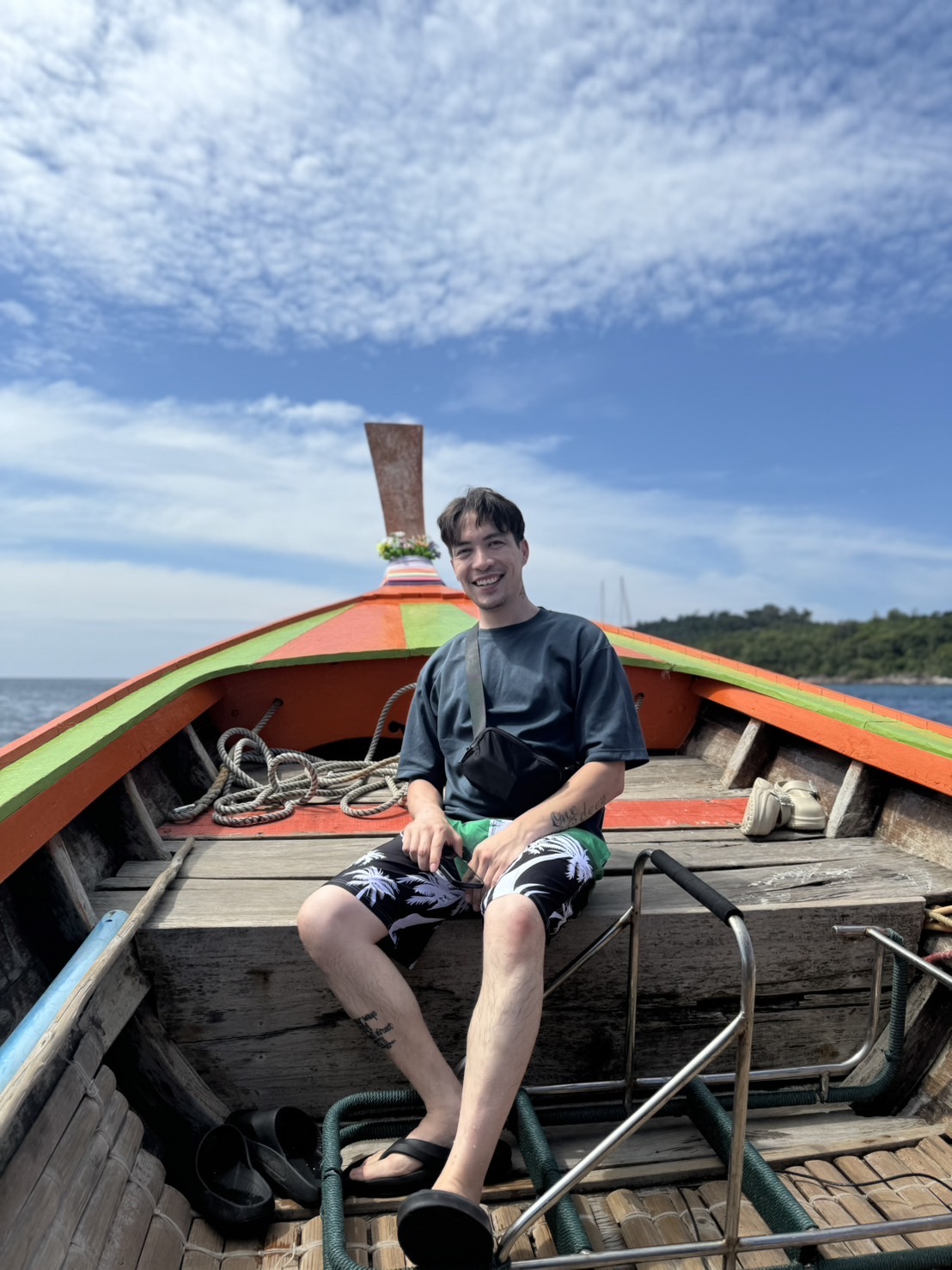 Thomas on a longtail boat off Phuket.